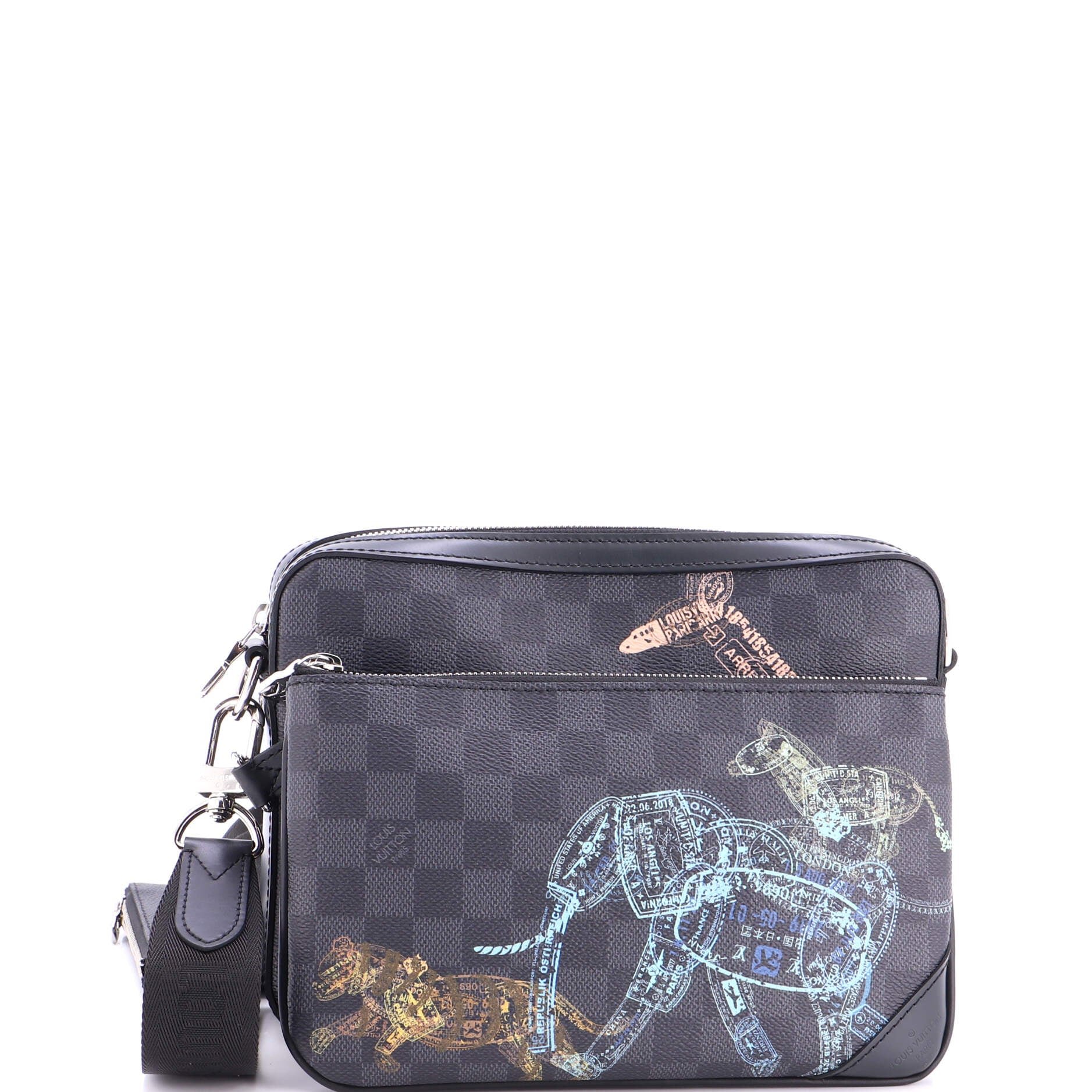 Trio Messenger Bag Limited Edition Wild Animals Damier Graphite