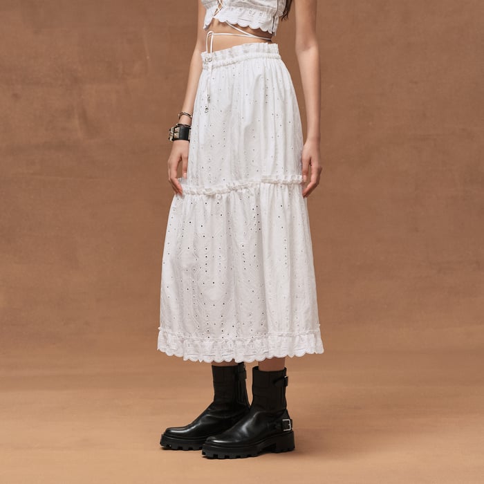 Blanc Embroidered Skirt