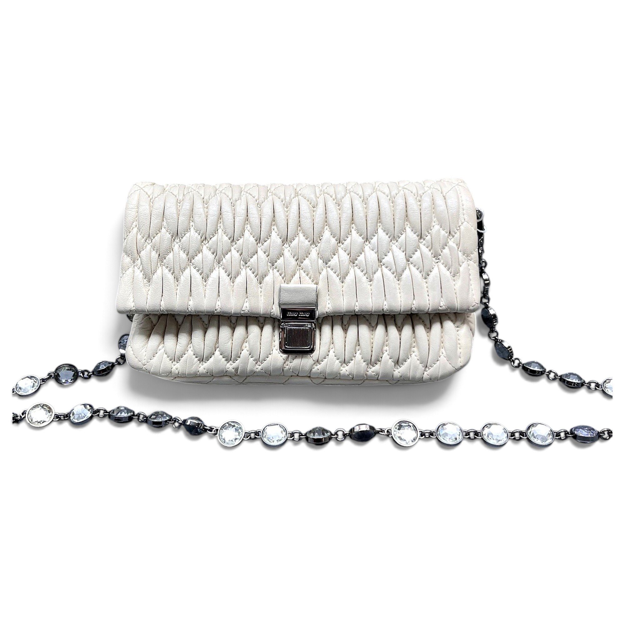 Miu Crystal leather handbag