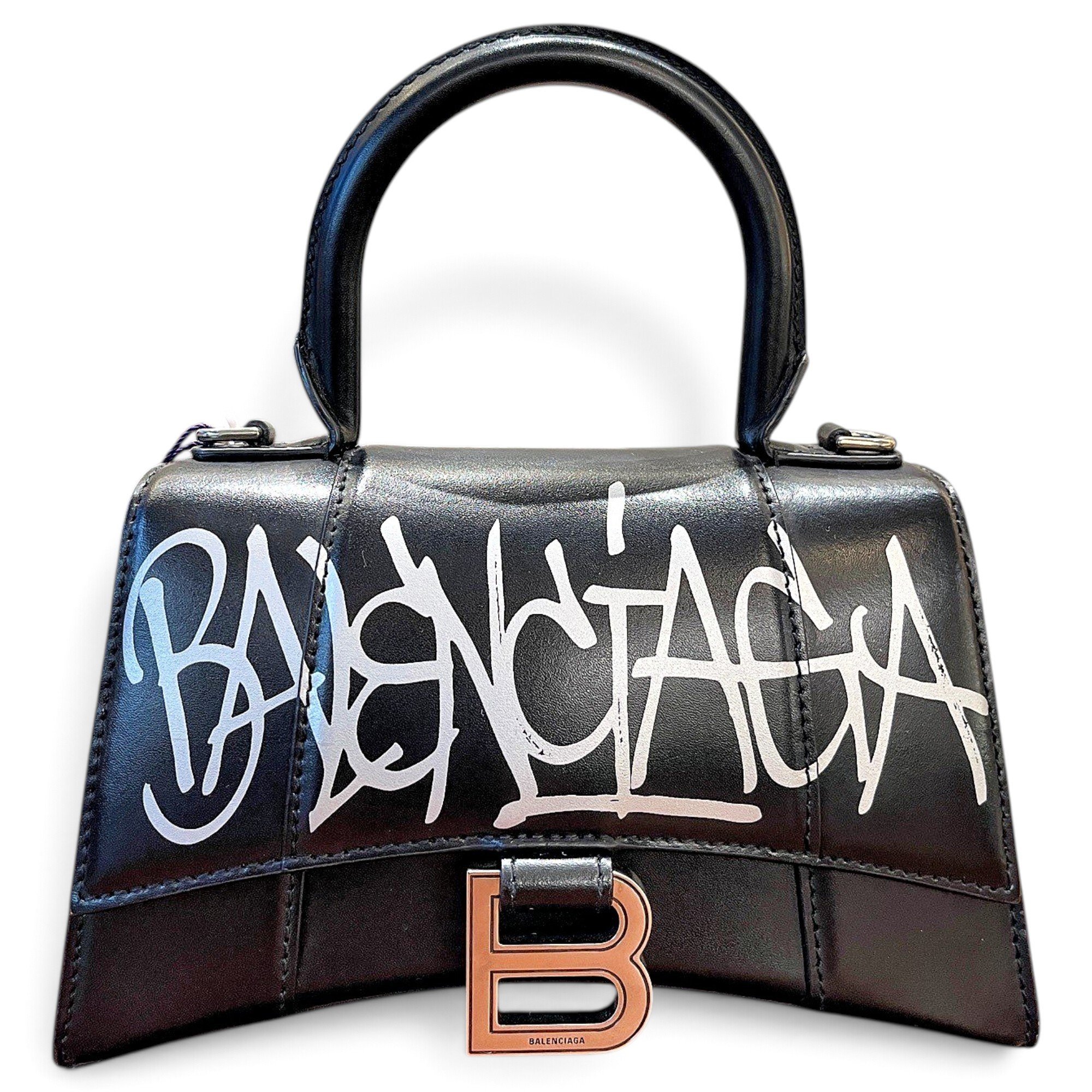 Hourglass leather handbag