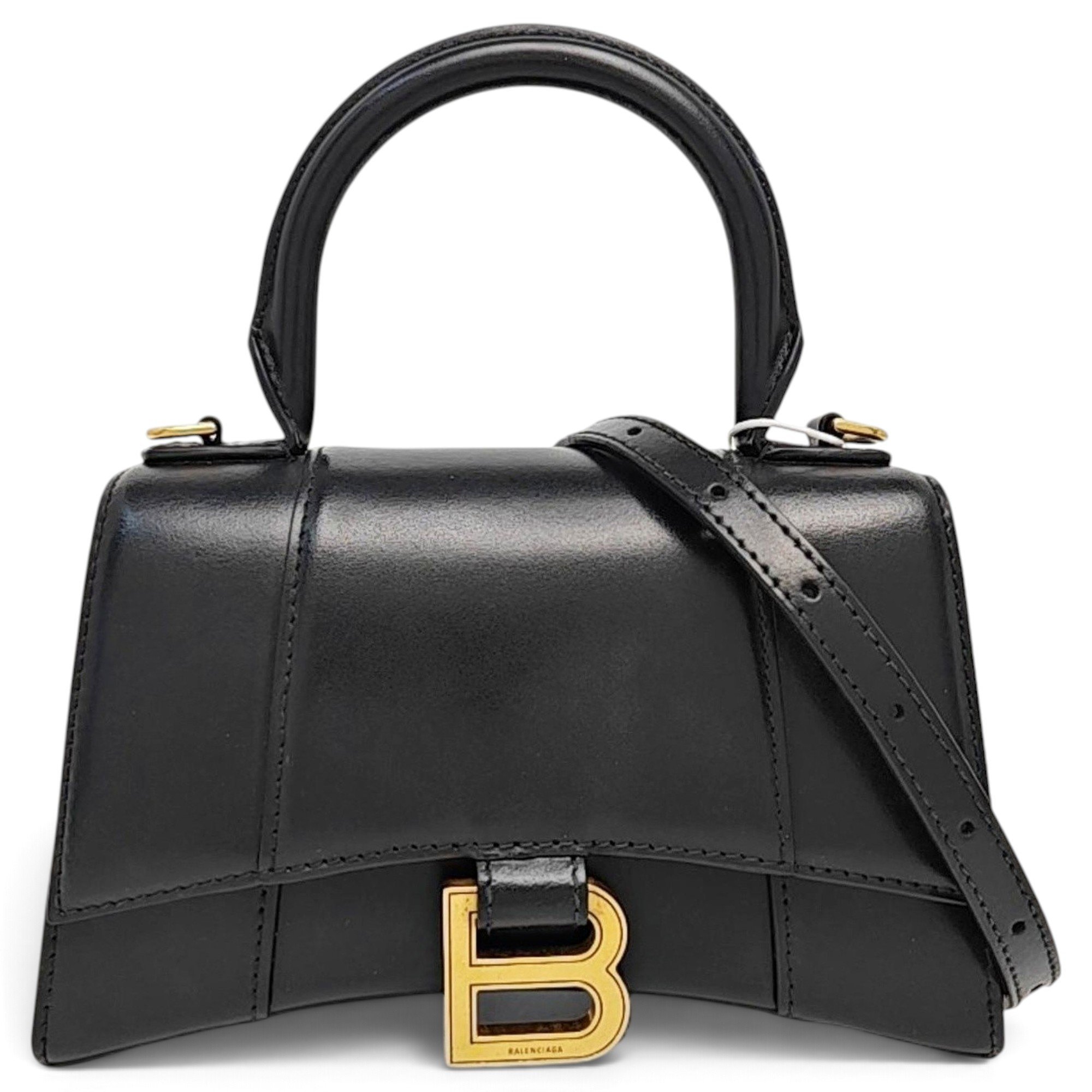 Hourglass leather handbag