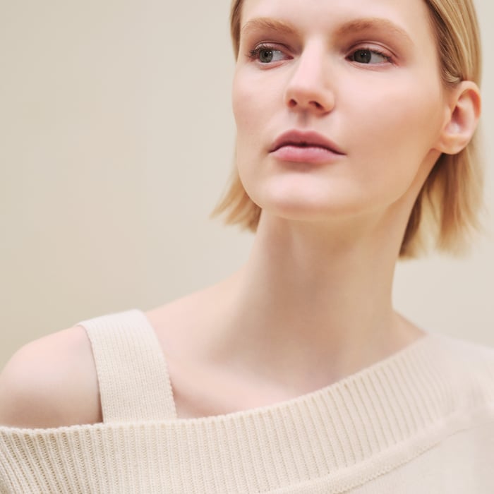 Blanc Naturel Asymmetric Cashmere Dress
