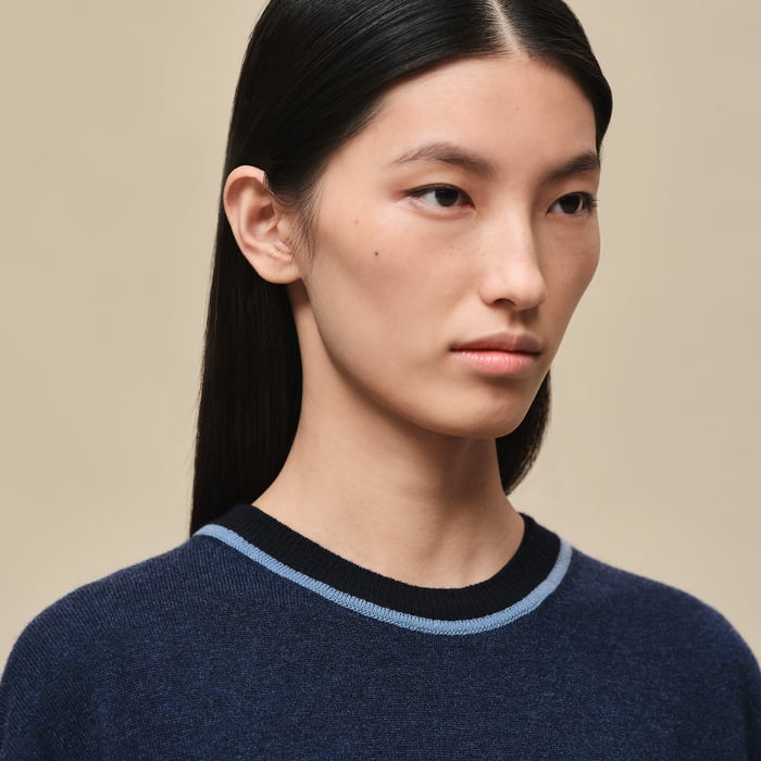 Bleu Lagune "Ex-libris" Long-sleeve Tunic Sweater