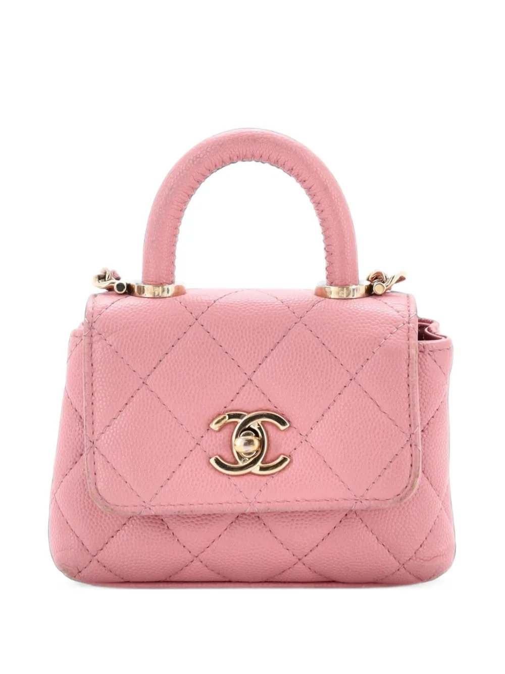 Coco Top Handle Clutch with Chain Quilted Caviar Mini satchel