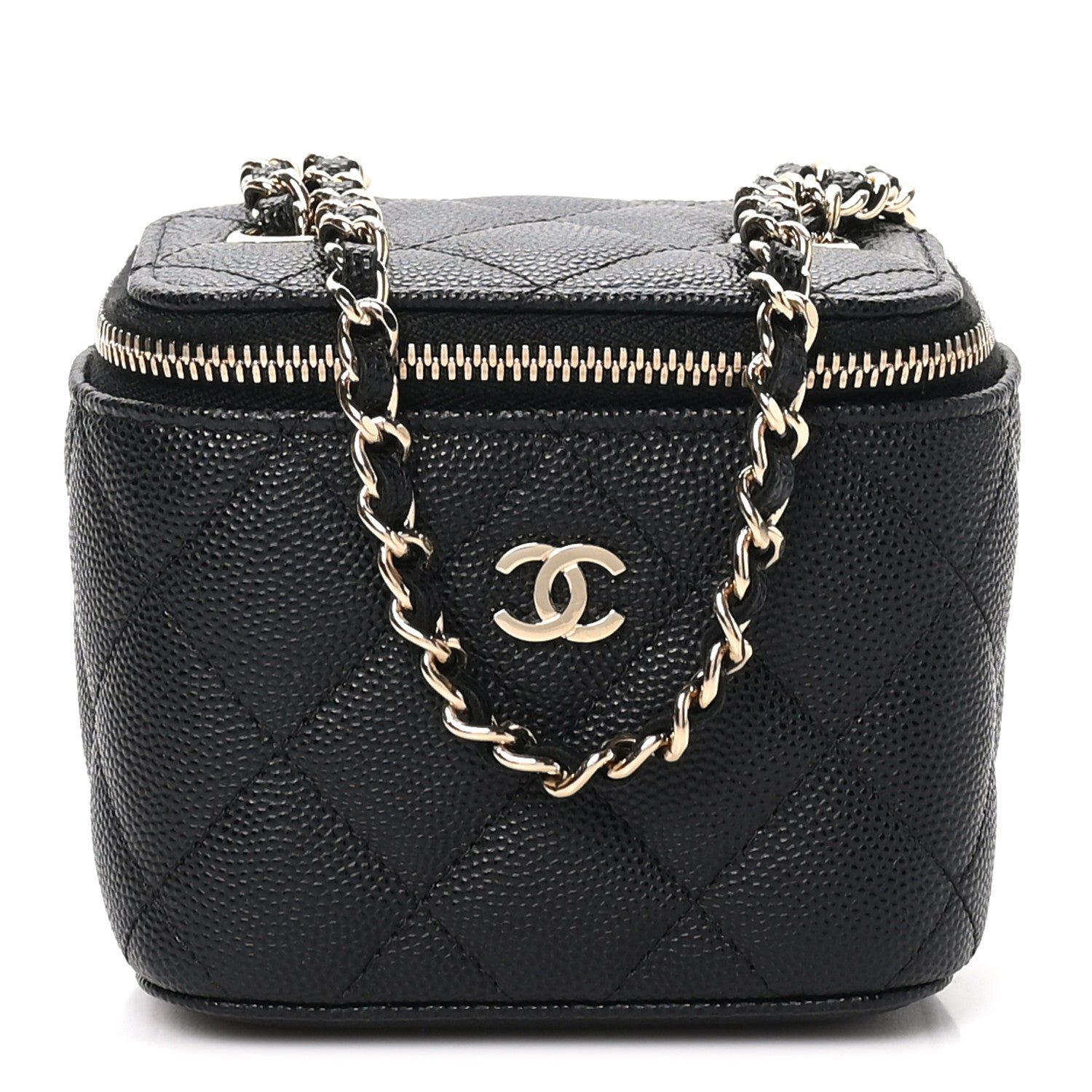 Chanel Caviar Quilted Mini Vanity Case With Chain Black