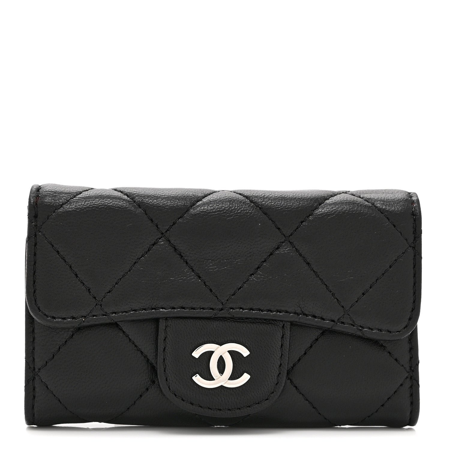 Chanel Lambskin Quilted 6 Key Holder Black