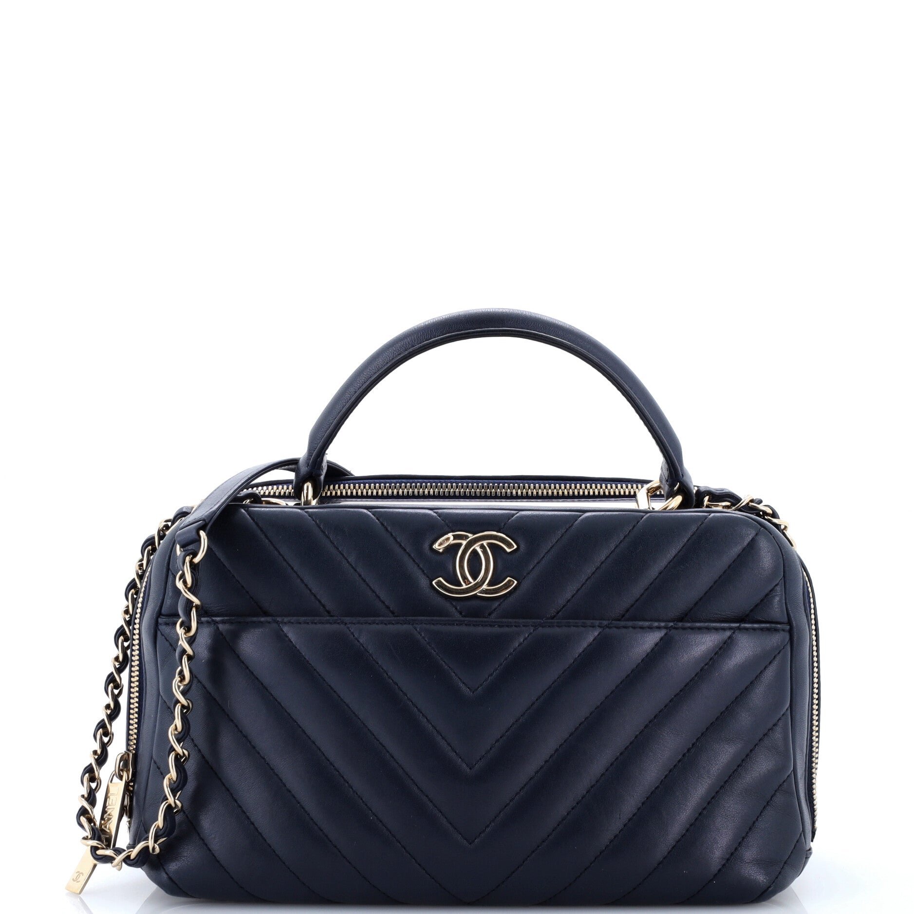 Trendy CC Bowling Bag Chevron Lambskin Medium