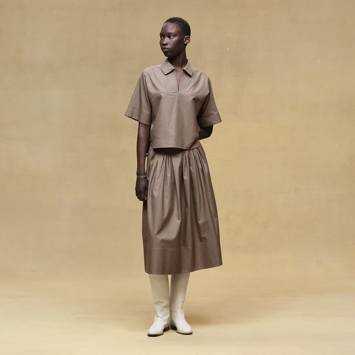 Cropped Polo Blouse