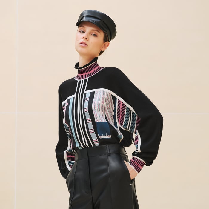 Noir "Lettres Equestres" Long-sleeve Twillaine Sweater