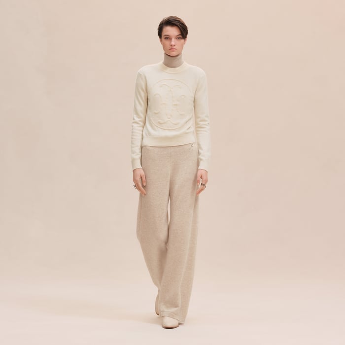 Blanc Naturel Cashmere "H Lift" Long-sleeve Sweater