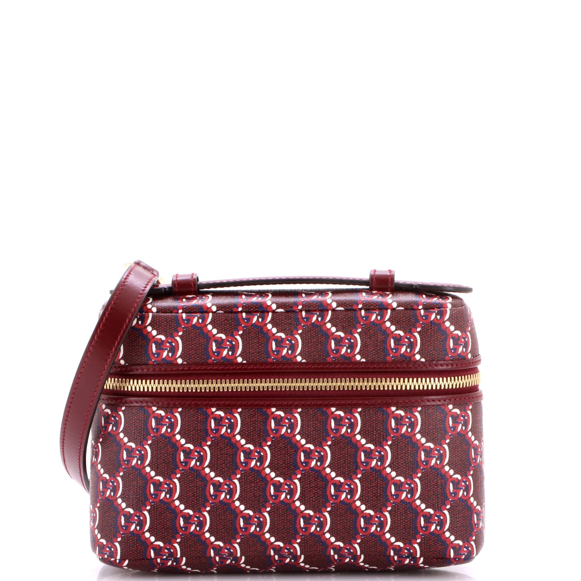 Emblem Top Handle Vanity Bag GG Shadow Coated Canvas Small