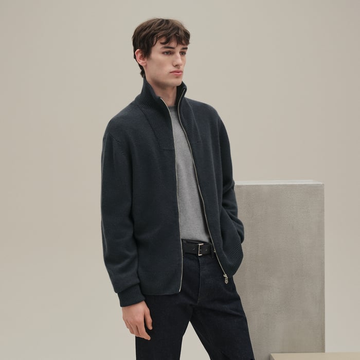 Ardoise Cashmere "Maillon Chaine d'Ancre" Full-zip Jacket