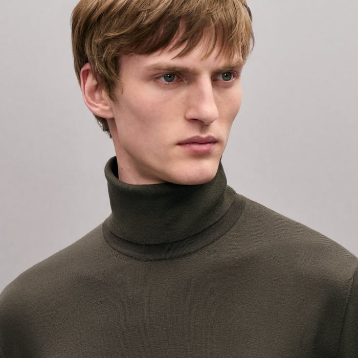 Taupe "Detail H" Turtleneck Sweater