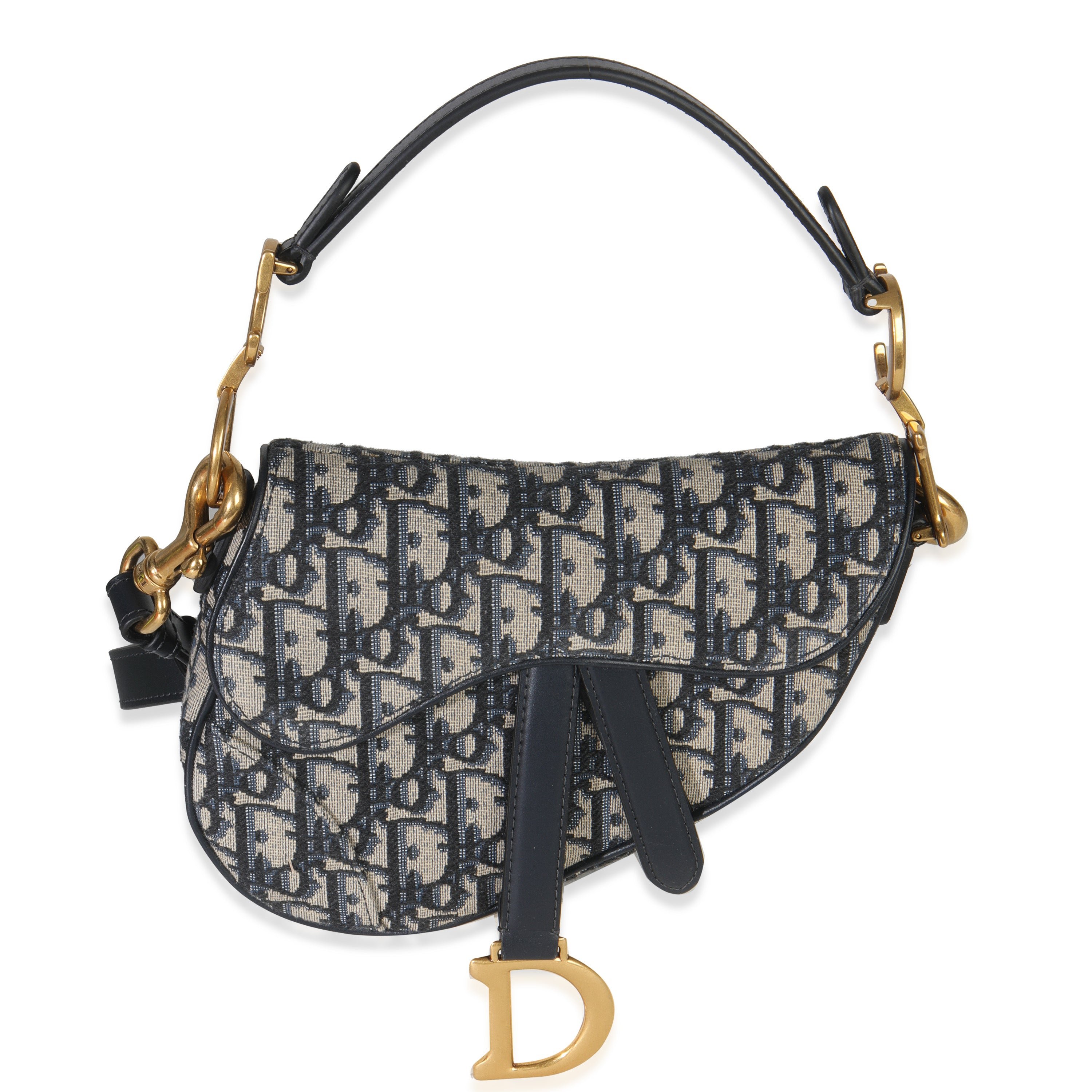 Dior Blue Oblique Canvas Mini Saddle Bag