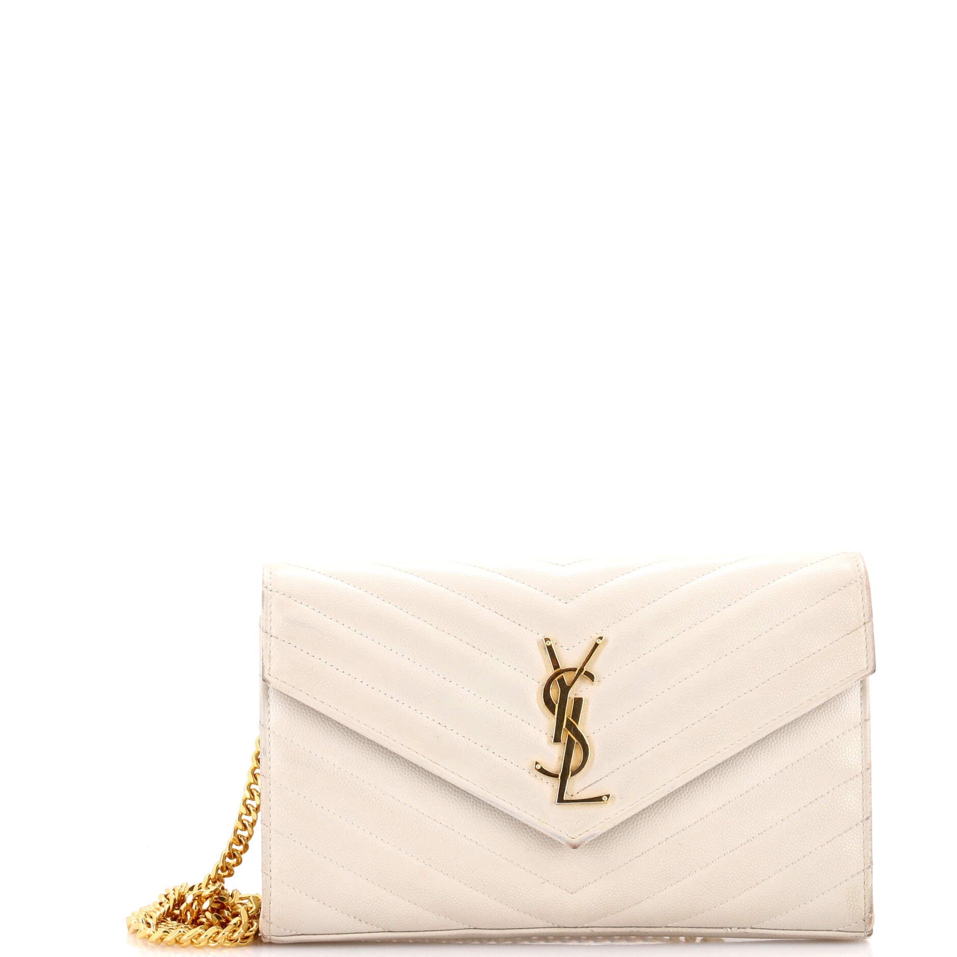 Classic Monogram Wallet on Chain Matelasse Chevron Leather Medium