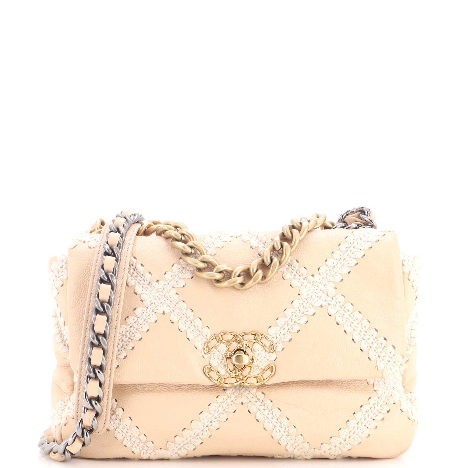 19 Flap Bag Crochet Quilted Calfskin Medium