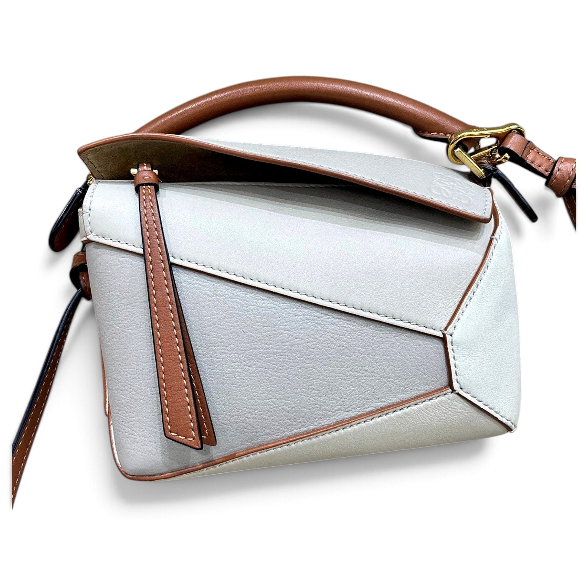 Puzzle leather handbag