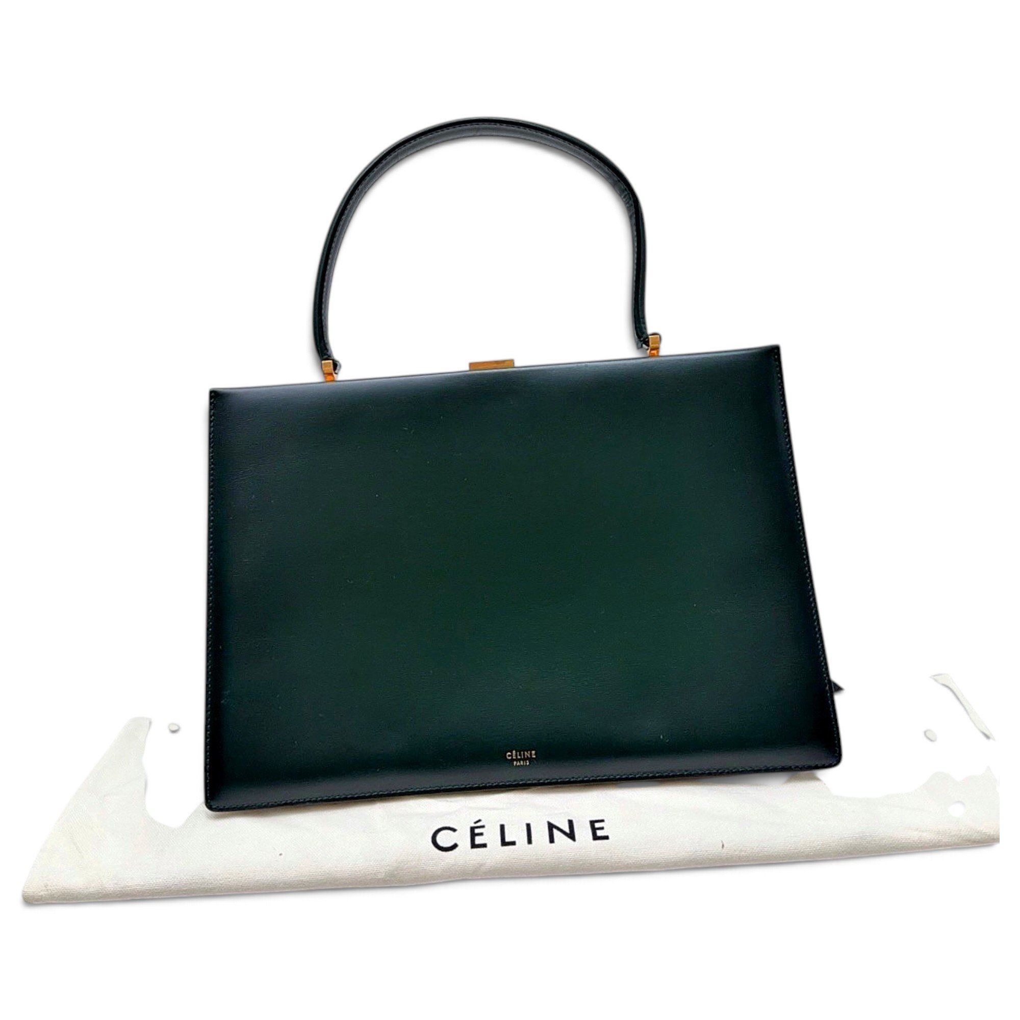 Clasp leather handbag