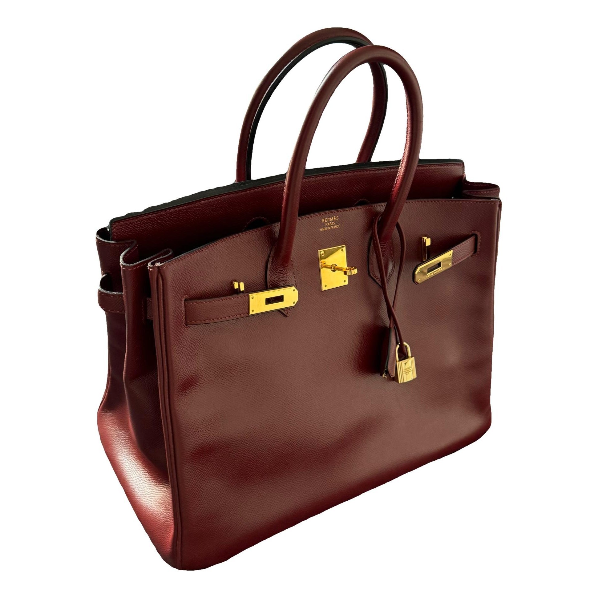 Hermes Birkin 35 Handbag Gold Courchevel Leather 2002