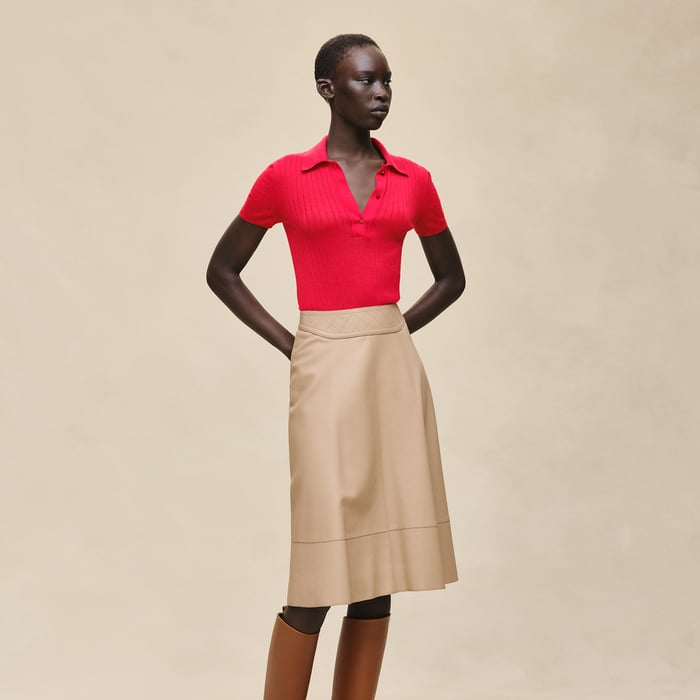Beige Cajou Flared Skirt