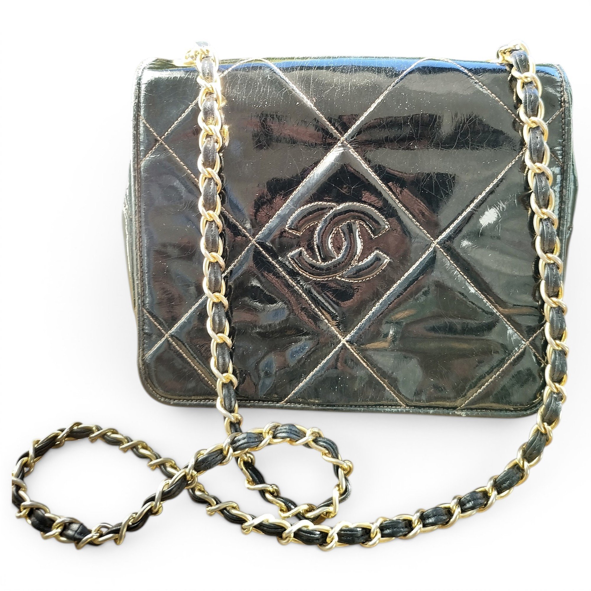 Patent leather handbag