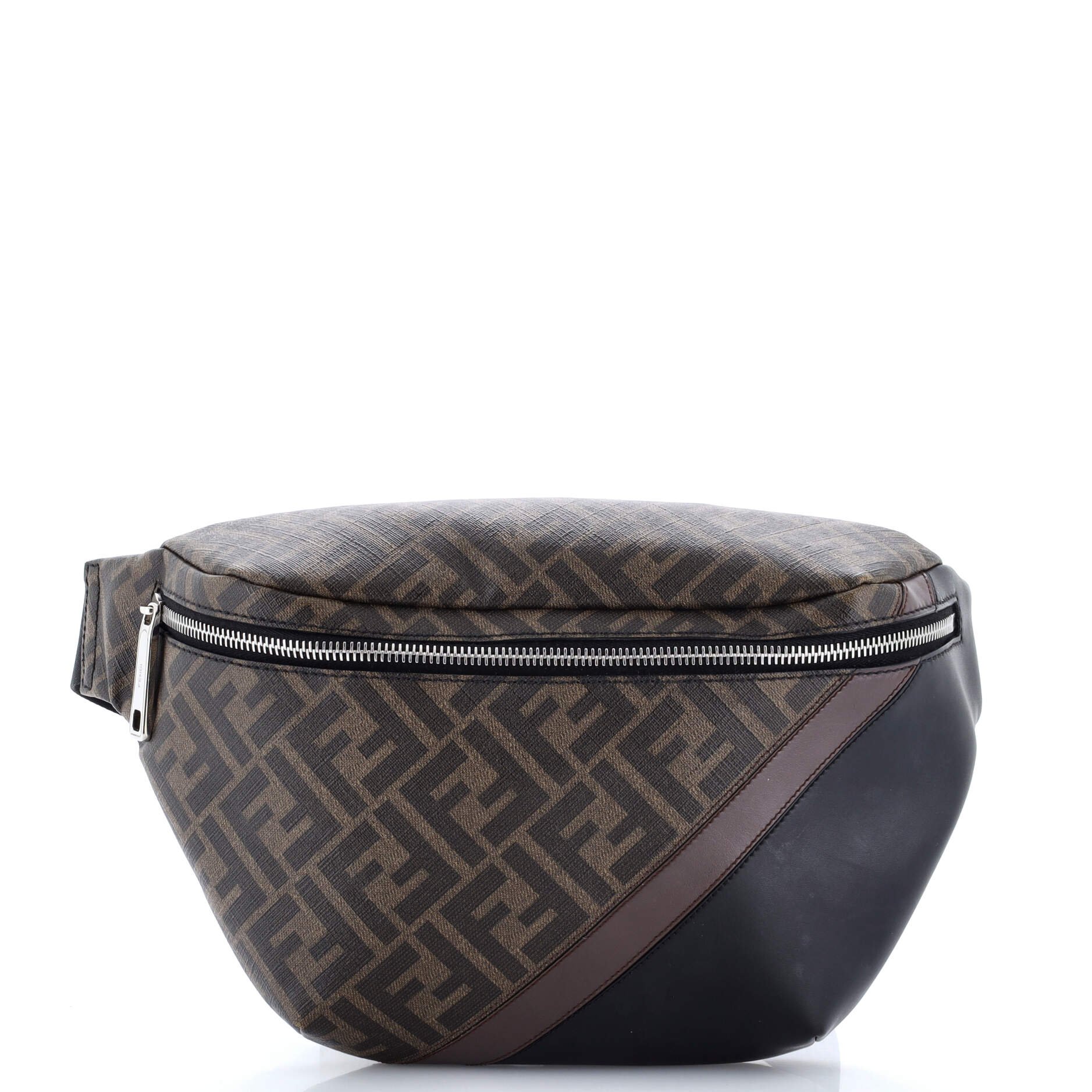Fendi Zip Belt Bag Zucca Coated Canvas and Leather