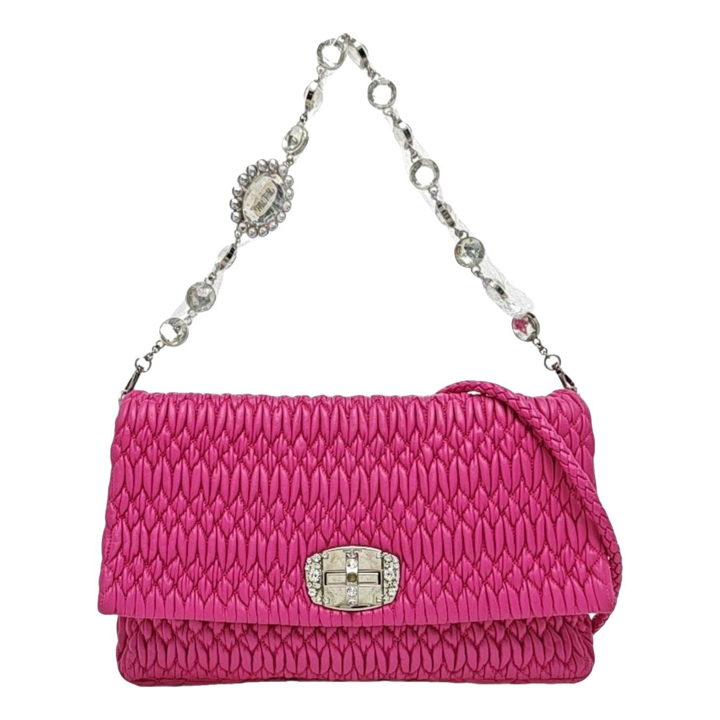 Miu Crystal leather handbag