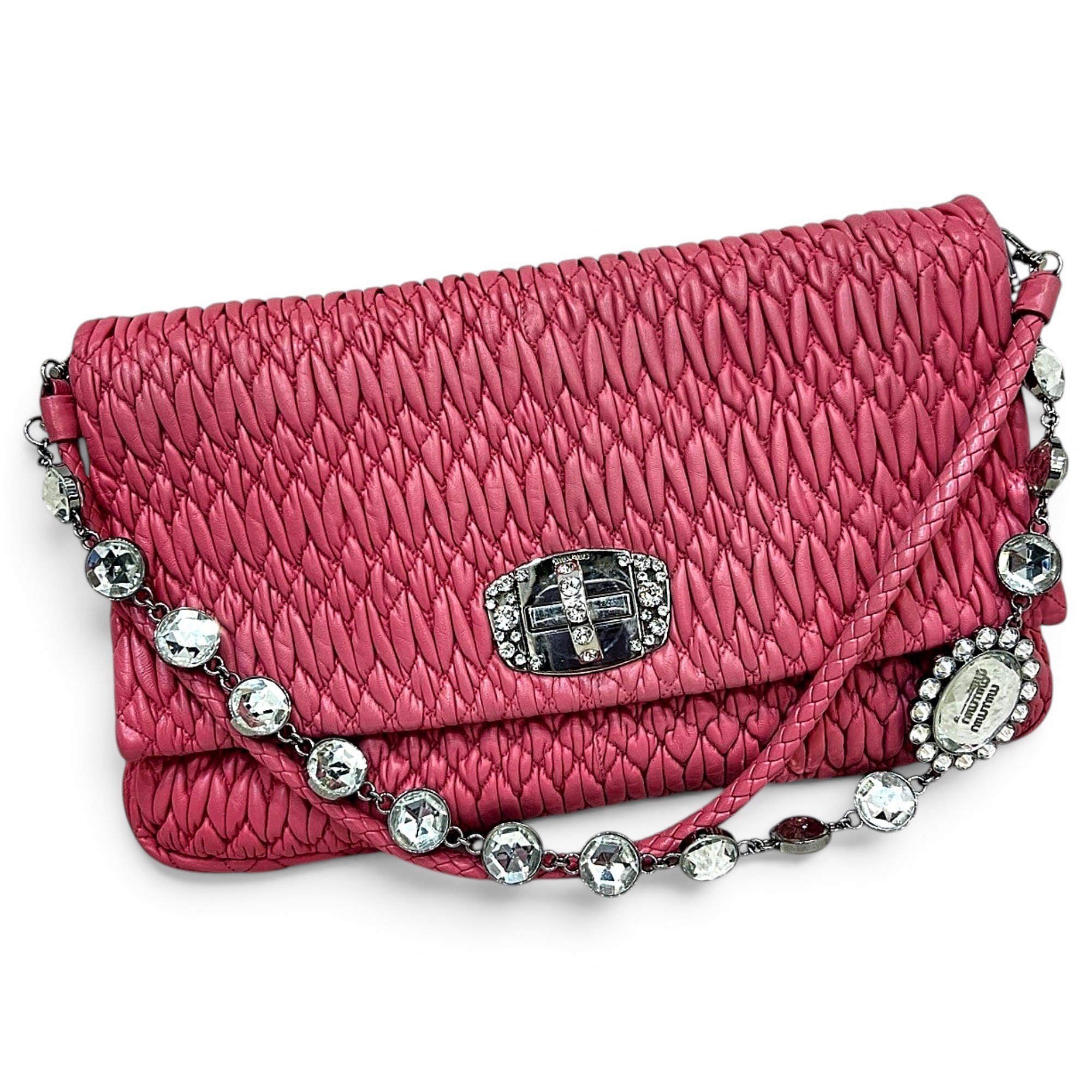 Miu Crystal leather handbag