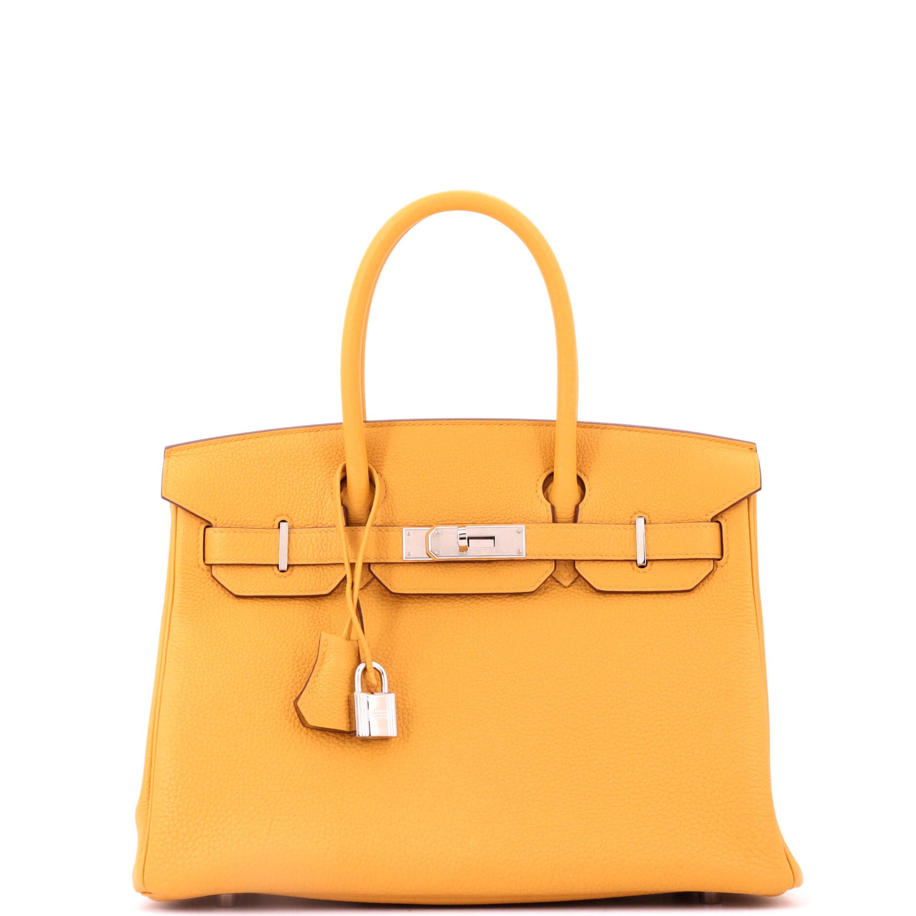 Hermes Birkin Handbag Jaune Ambre Togo with Palladium Hardware 30