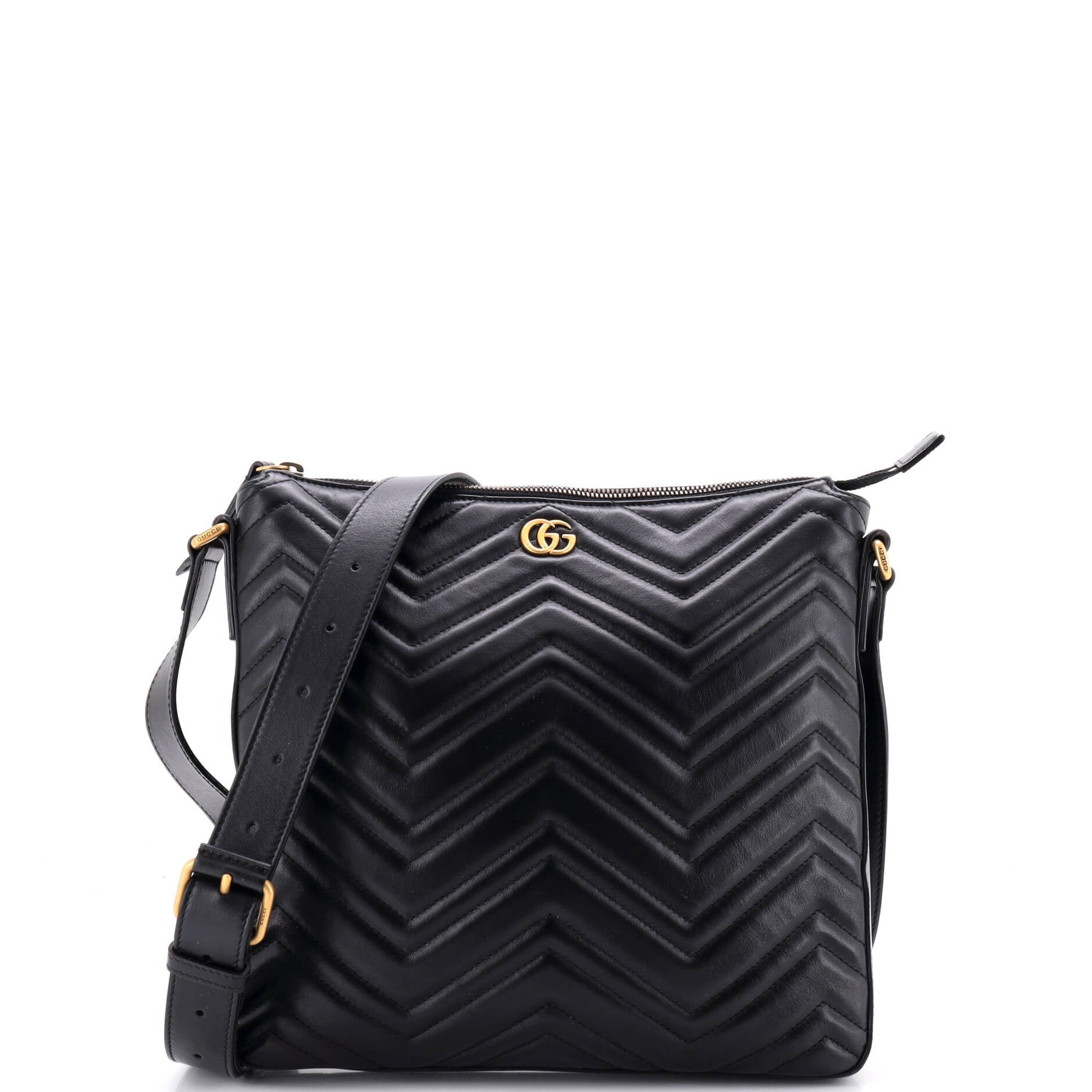 GG Marmont Zip Messenger Bag Matelasse Leather Medium