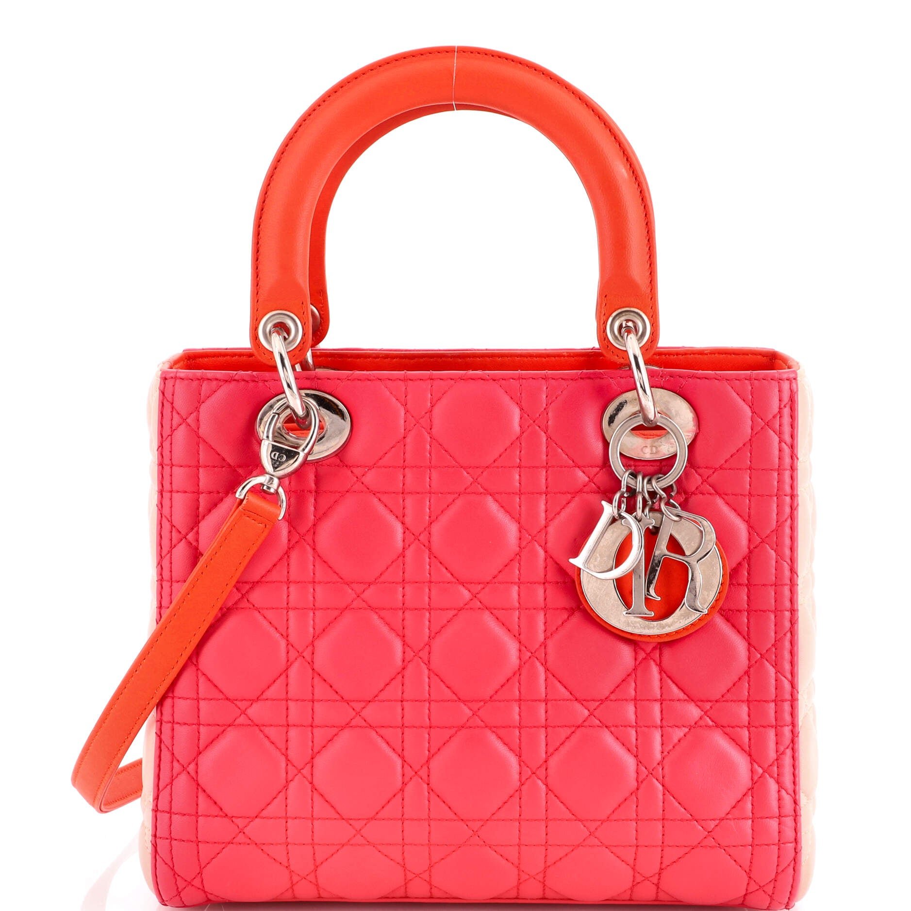 Tricolor Lady Dior Bag Cannage Quilt Leather Medium