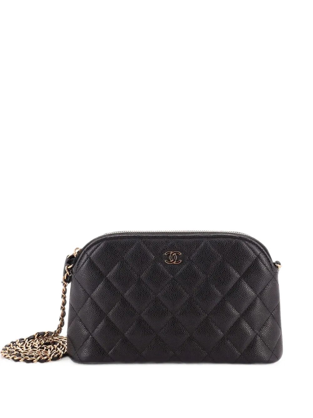 CC Dome Zip Clutch with Chain Quilted Caviar Small shoulder bag