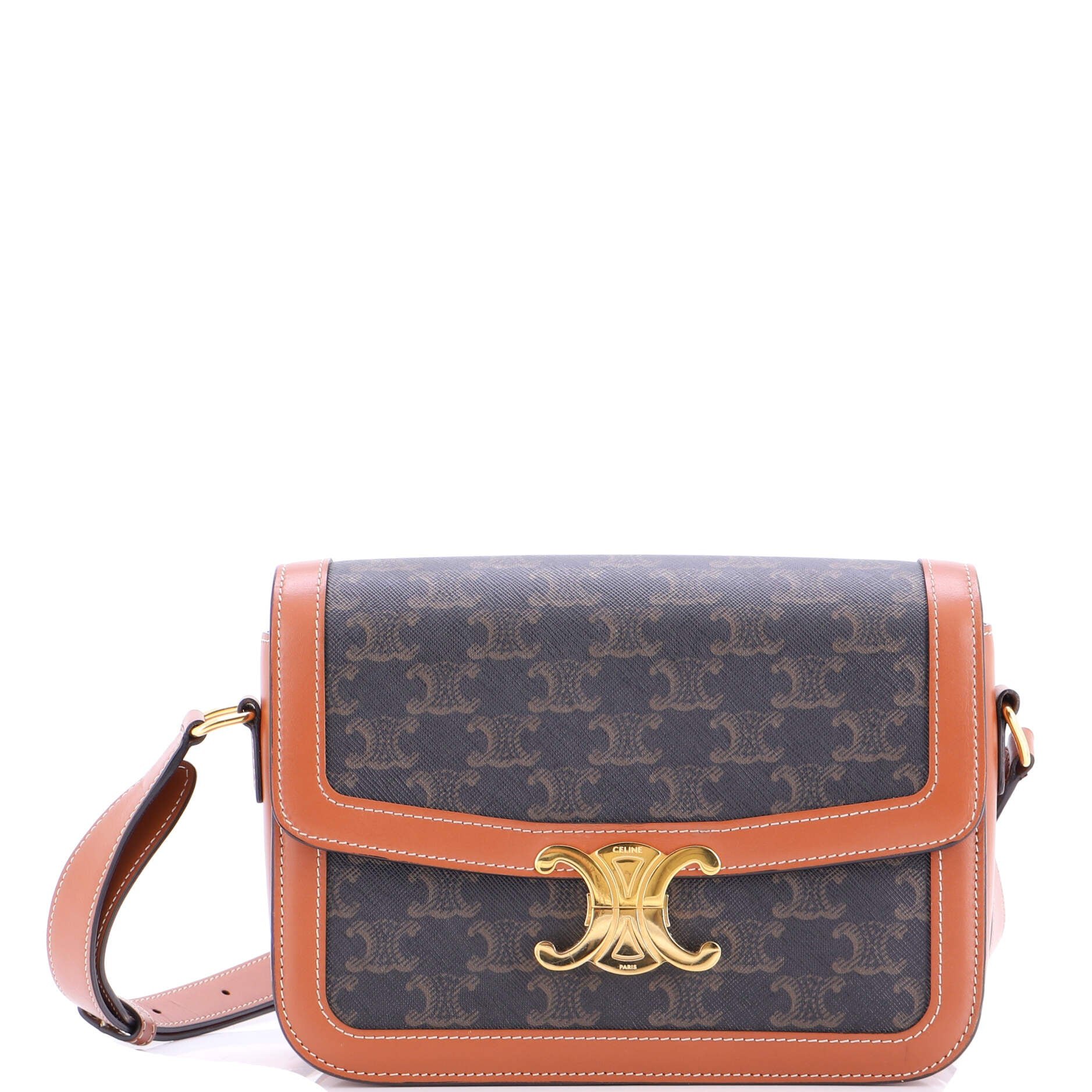 Celine Triomphe Shoulder Bag Triomphe Coated Canvas Medium