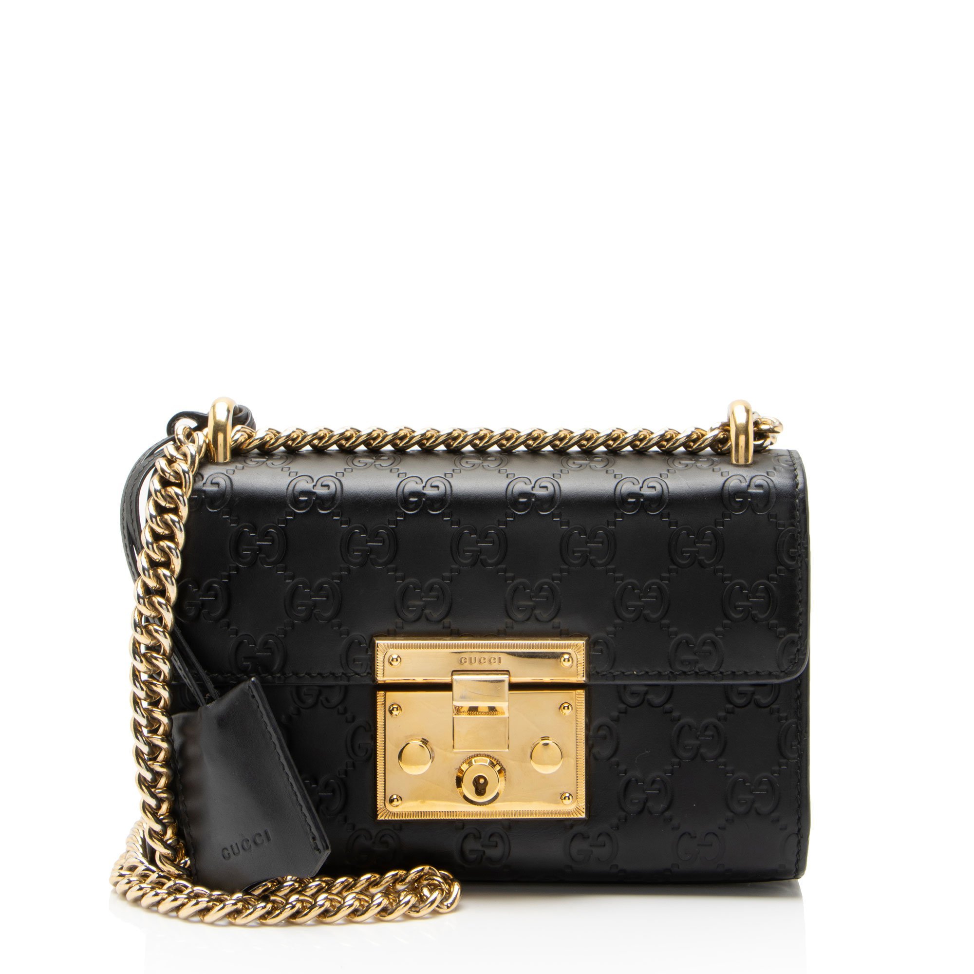 Padlock leather handbag