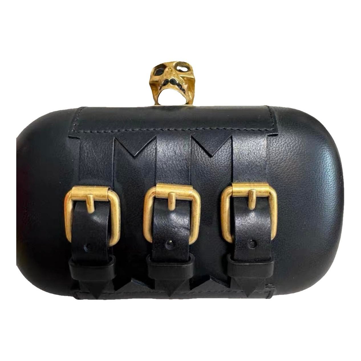 Skull leather clutch bag