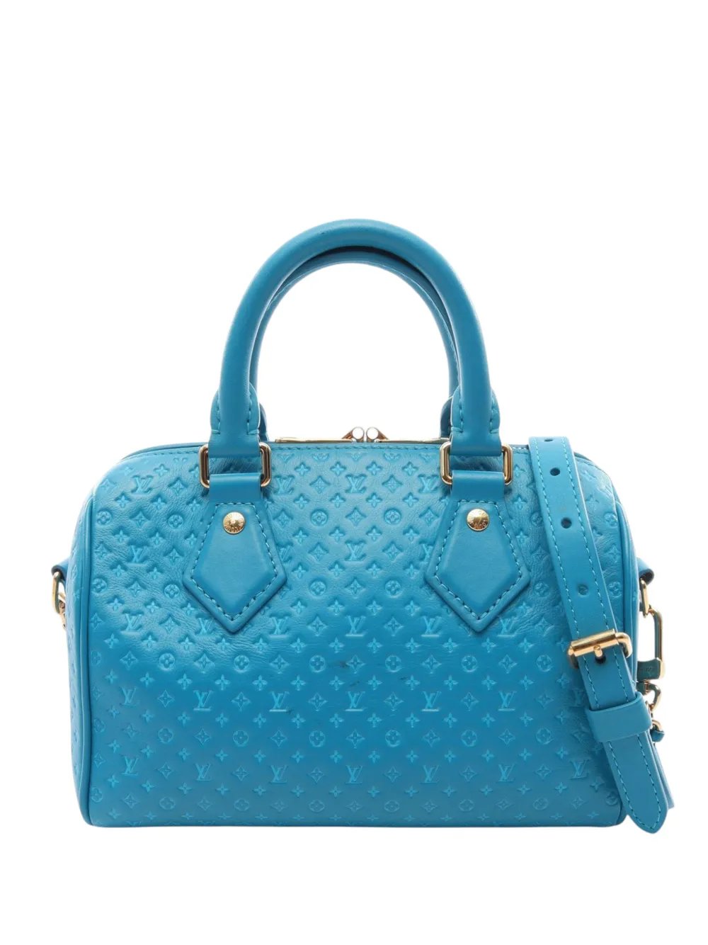 2021-2026 Embossed Calfskin Nanogram Speedy Bandouliere 20 satchel