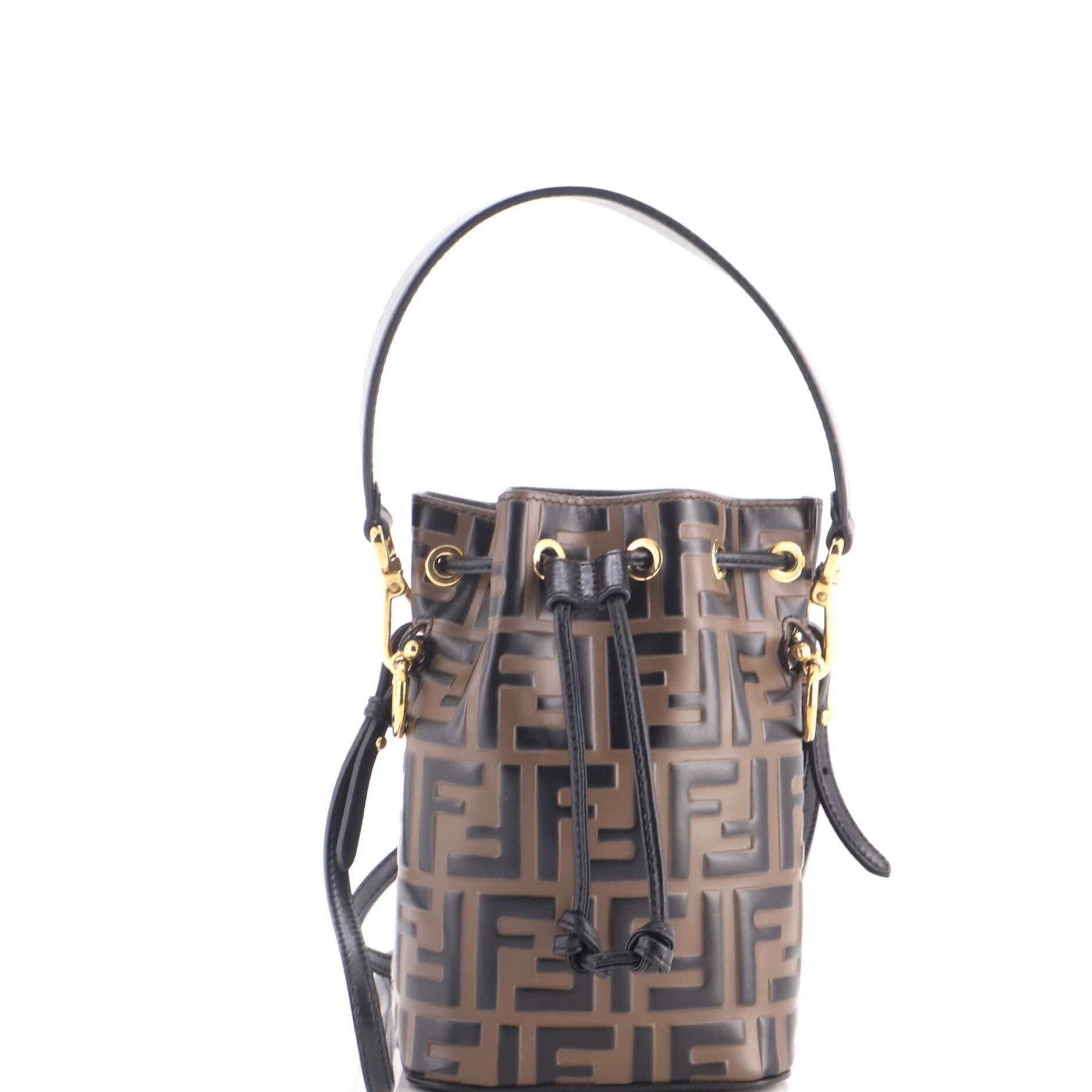 Mon Tresor Bucket Bag Zucca Embossed Leather Mini