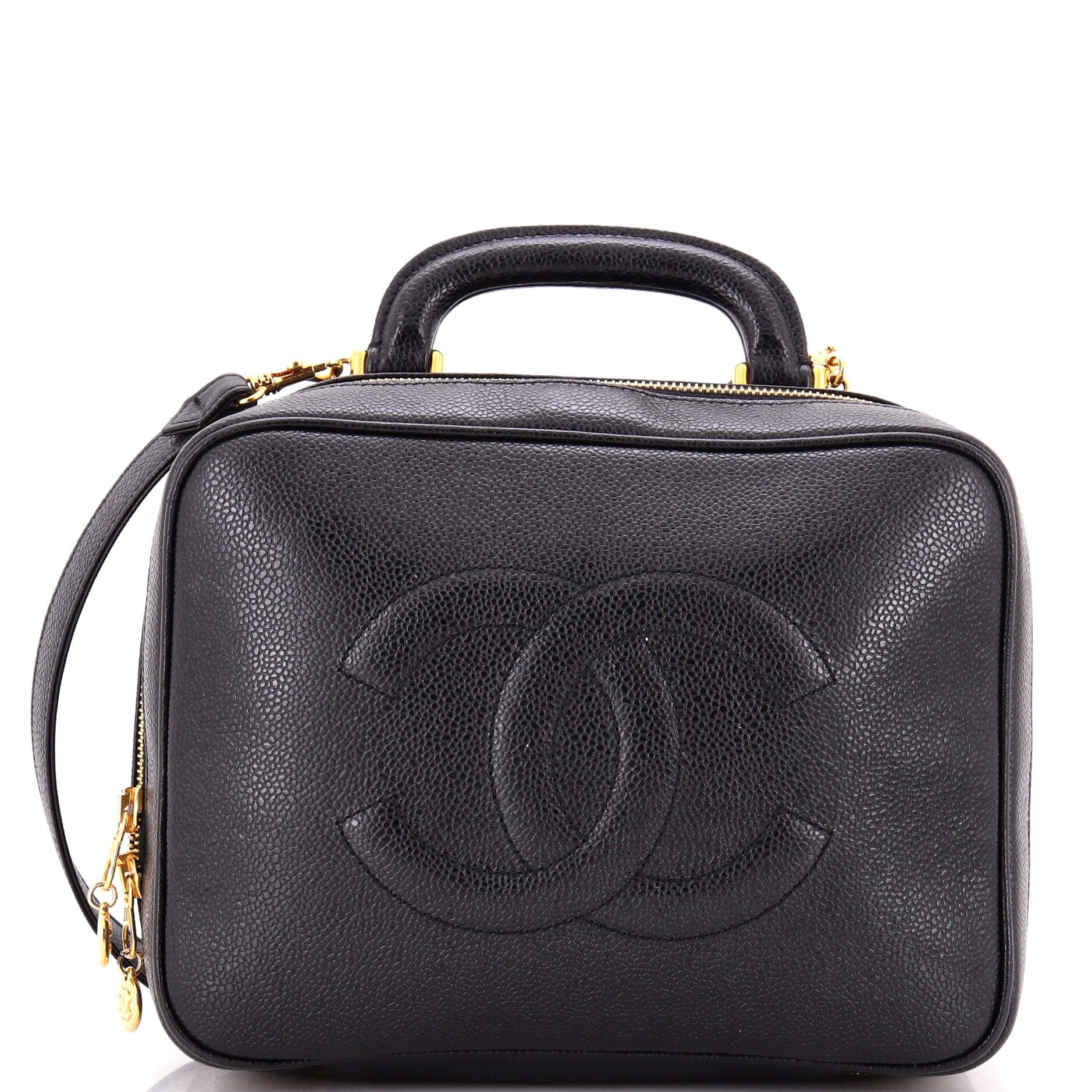 Vintage Timeless Zip Around Vanity Case Caviar Medium