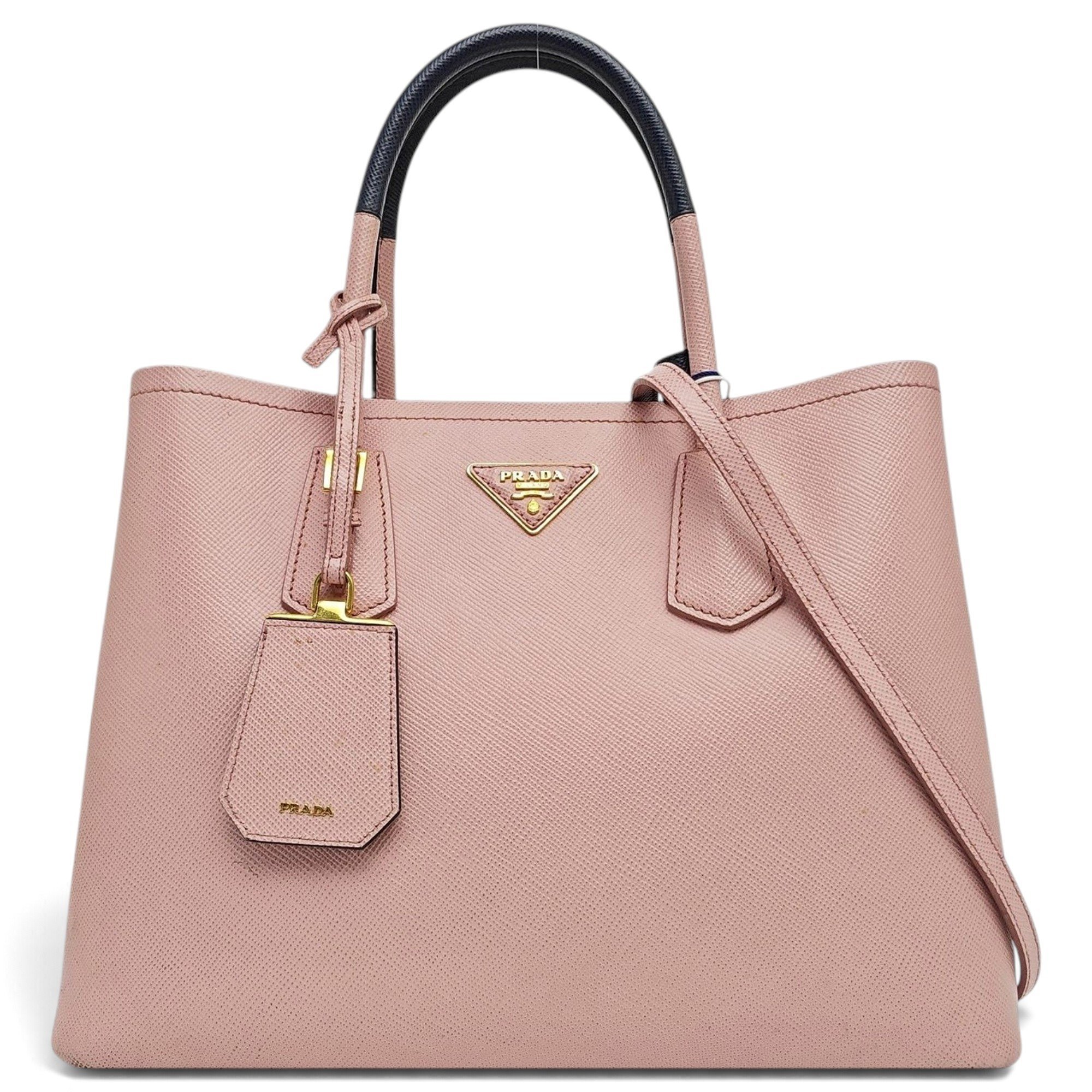 Double leather handbag
