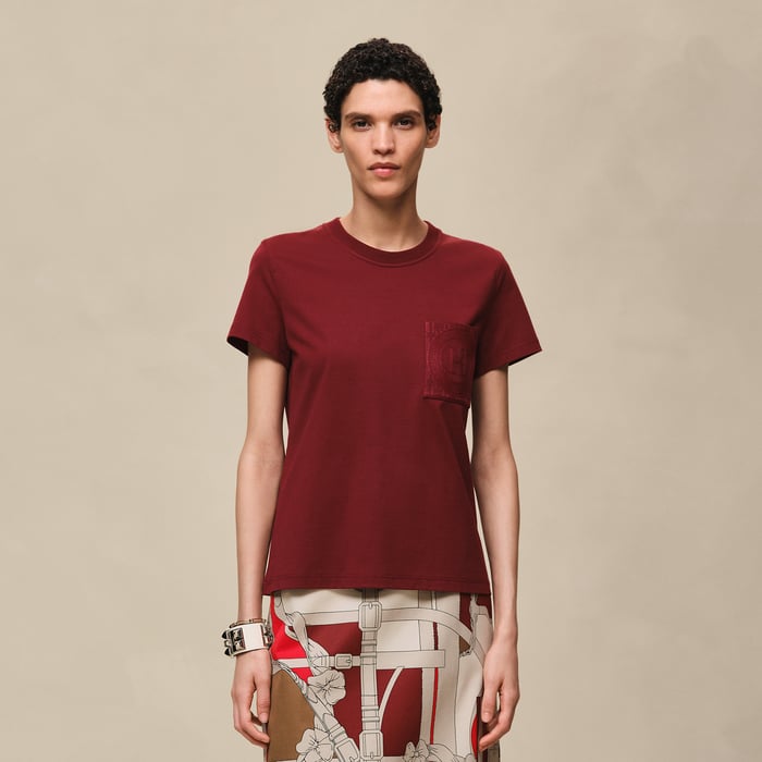 Rouge Carmin Embroidered Pocket T-shirt