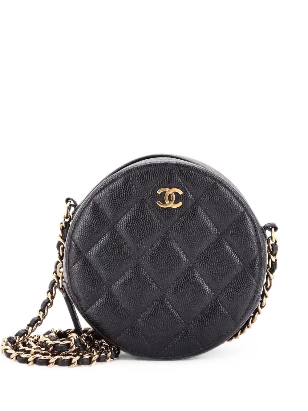 Chanel Round Clutch with Chain Quilted Caviar Mini crossbody bag