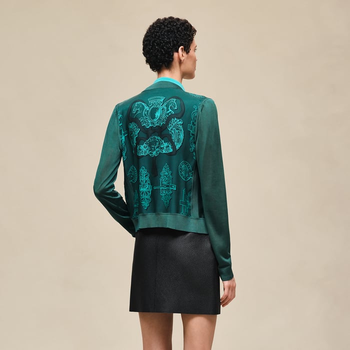 Vert Pin "Ferronnerie Remix" Long-sleeve Twillaine Cardigan