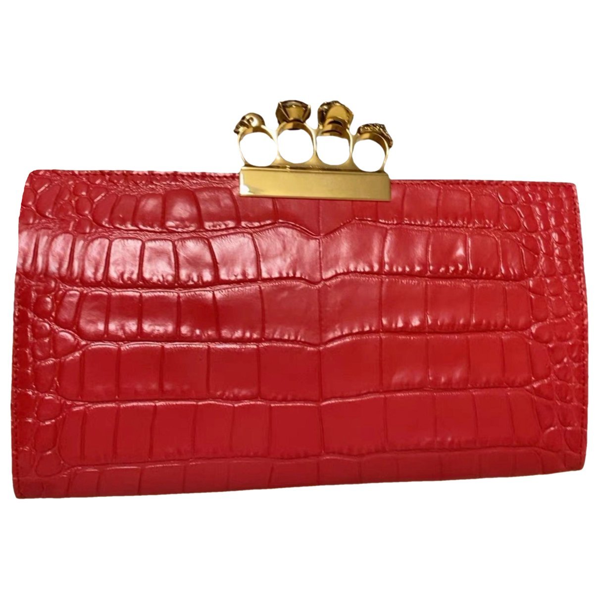Knuckle leather clutch bag