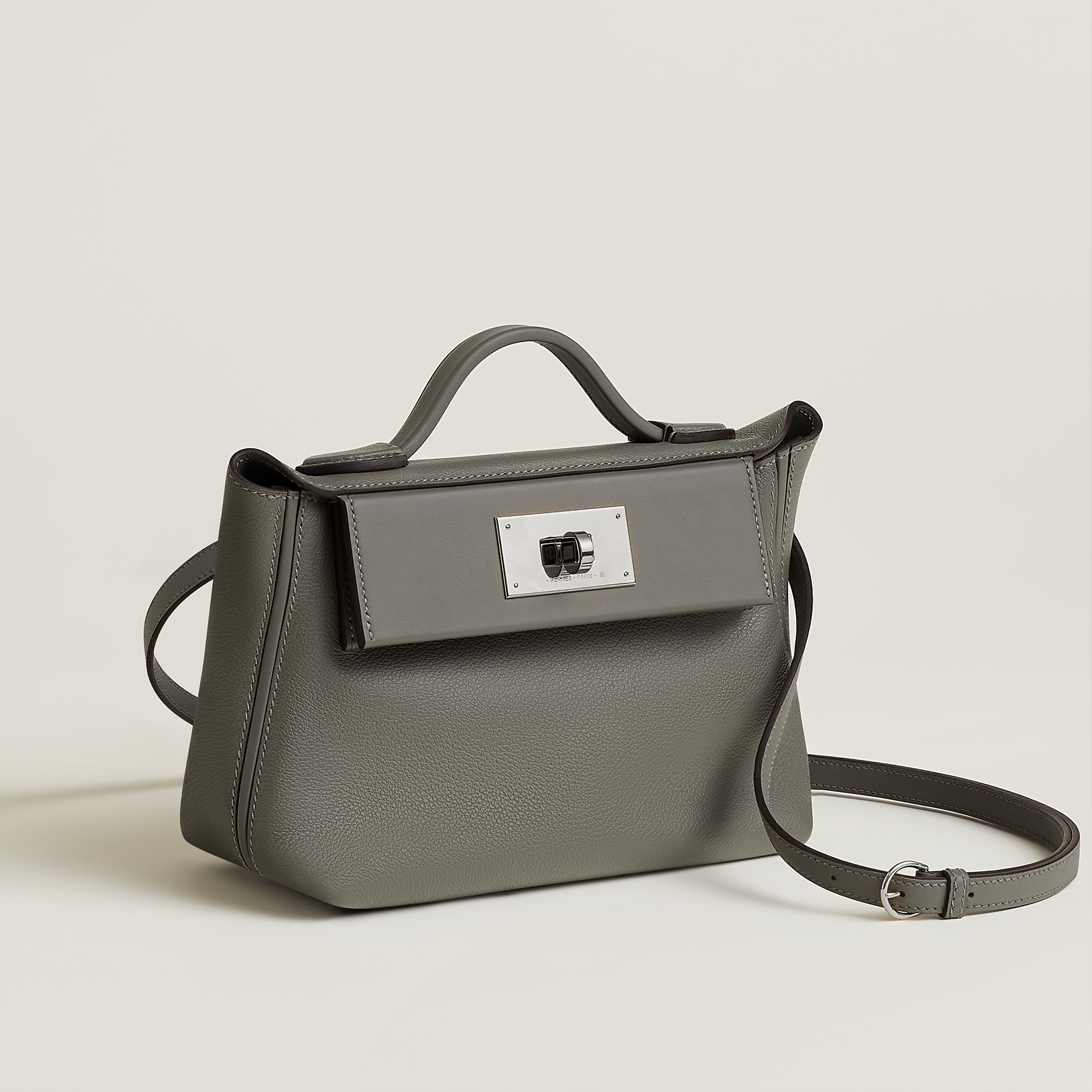 Hermès 24/24 24 cm calfskin Gris Meyer