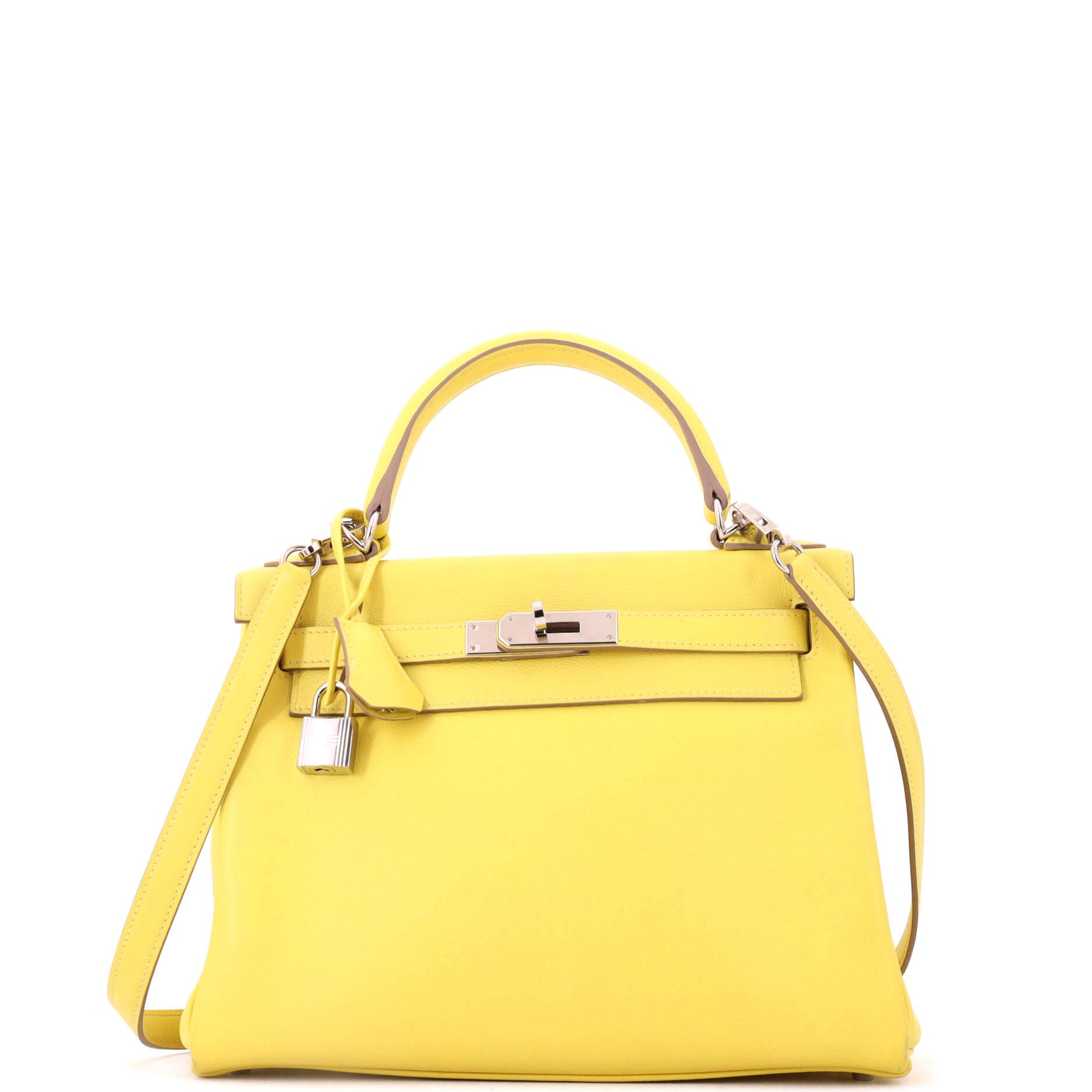 Kelly Handbag Lime Evercolor with Palladium Hardware 28