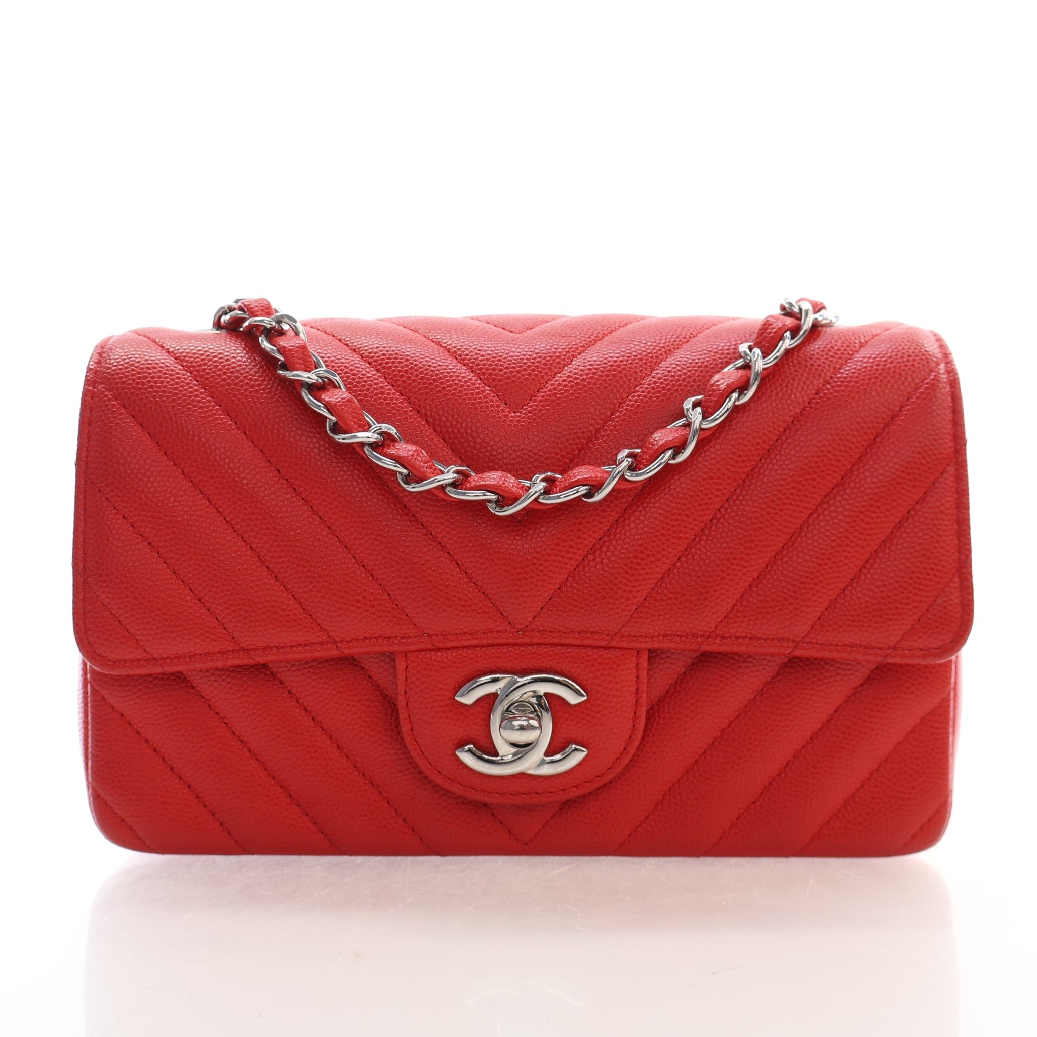 Chanel Mini Caviar Chevron Rectangle Flap Bag