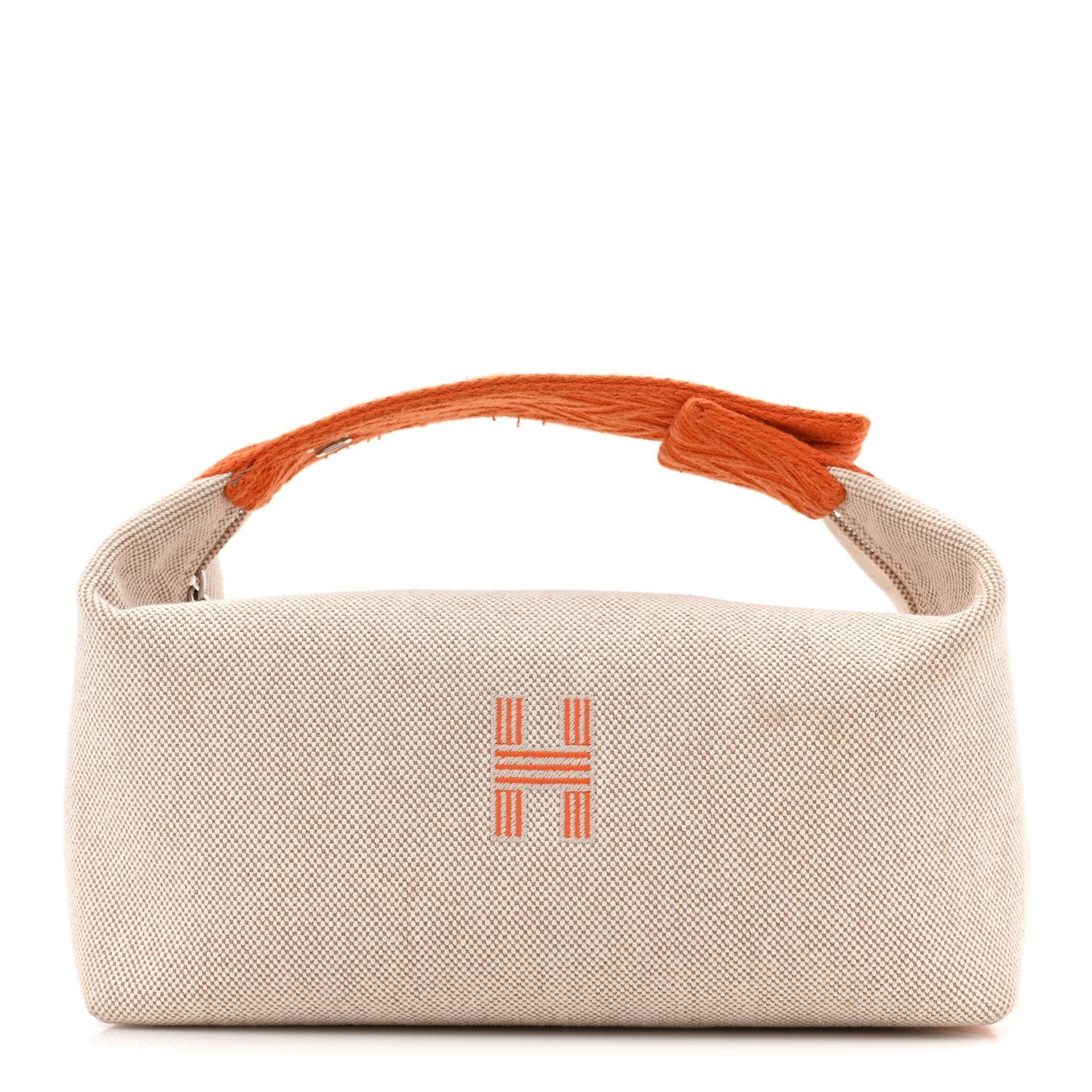 Hermes Canvas Small Bride-A-Brac Pouch Natural Orange