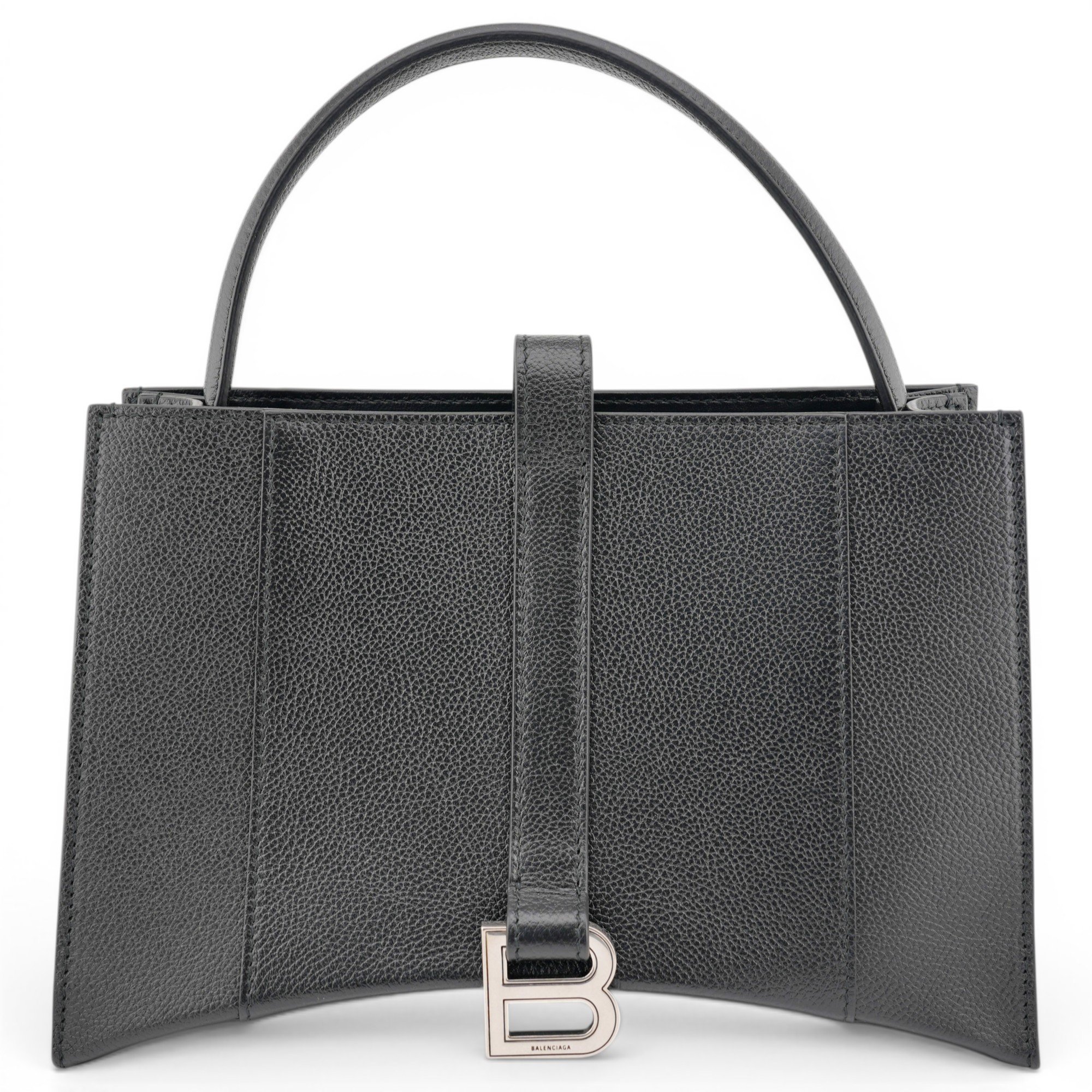 Hourglass leather handbag
