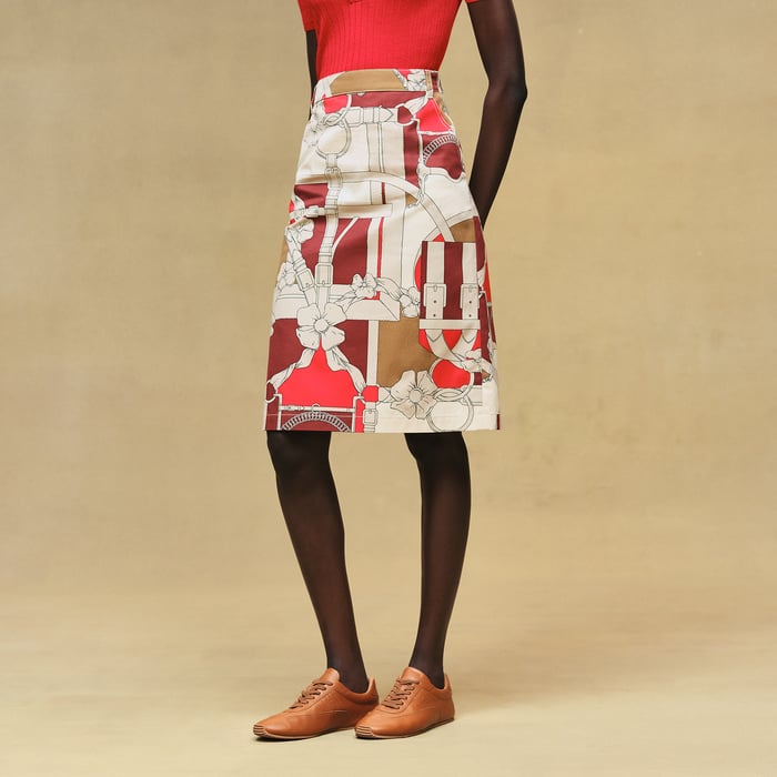 Beige Amande "Grand Manege" Straight Skirt