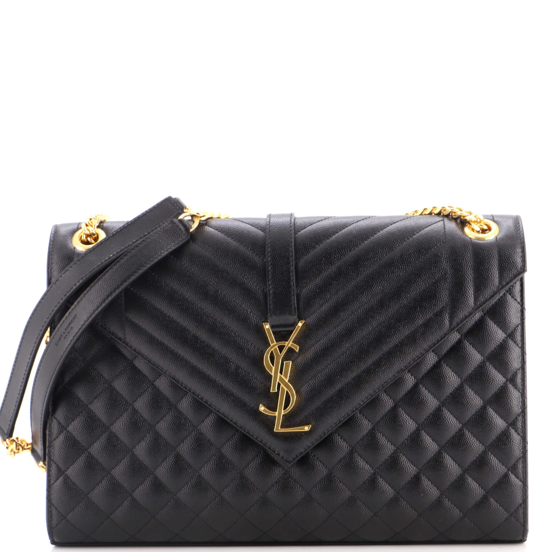 Classic Monogram Envelope Satchel Mixed Matelasse Leather Large